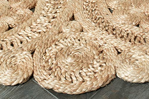 6ft Round Scalloped Jute Indoor Area Rug (Natural / 6' (Round))