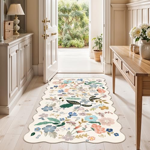 Washable 2x4 Entryway Area Rugs (2x4 / Cream/Floral)