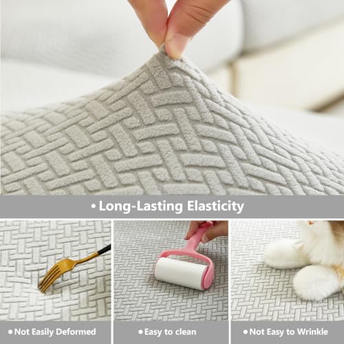 Couch Cushion Covers for Sofa Couch Covers Wear (Texture-light Gray / Large Triple Seat Cover)