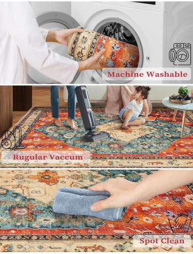 3x10 Washable Non Slip Boho Runner Rug for Hallway (Tribal Medallion/Multi / 3' x 10' (Runner))