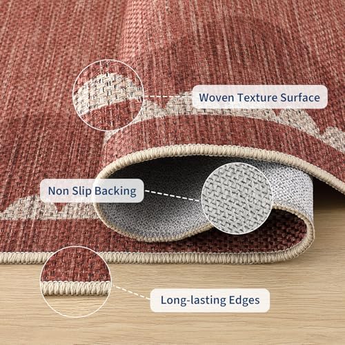 2x8 Washable Runner Rug (Jute Red / 2' x 8' (Rectangular))