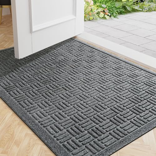 Front Door Mat Outside Entrance (Grey / 2'8" x 3'11" (Rectangular))