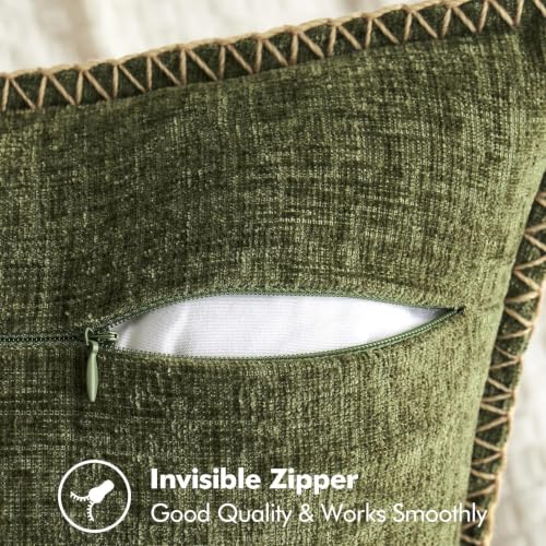 Decorative Couch Throw Pillow Covers 18x18 Inch Olive Green 2 Pack (Olive Green / 18" x 18" (Pack of 2))