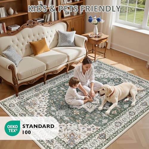 4x6 Area Rugs Living Room (Green Ivory / 4' x 6' (Rectangular))
