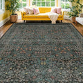 Vintage Dark Green Living Room Rug (Dark Green / Black / 7' x 10' (Rectangular))