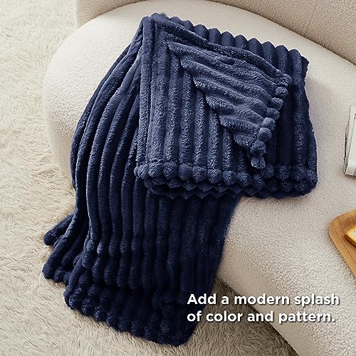 Soft Navy Blue Throw Blanket for Couch Decor Gifts 50"x70" (Navy / Throw XL)