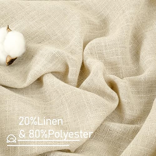 102 inches Long Sheer Linen Curtains for Living Room 2 Panels (52"W x 102"L (Pack of 2) / Beige)