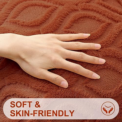 Faux Fur Plush Soft Rust Throw Pillow Covers 22x22 Set of 2 (22" x 22" (Pack of 2) / Rust)