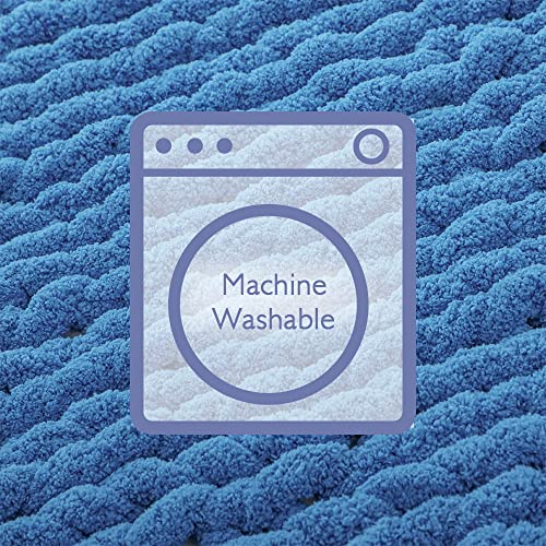 Chunky Knit Throw Blanket for Couch (Bright Blue / 40"x80" (Special Size Throw))