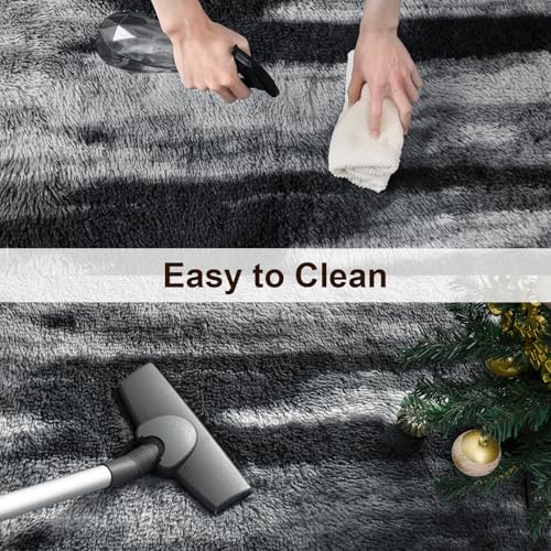 Super Soft Shaggy Rugs Fluffy Carpets (6' x 9' (Rectangular) / Black Gray)