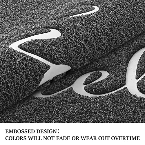 Door Mat Welcome Mat Floor Mat for Entryway (Dark Grey-hello / 2' x 3' (Rectangular))