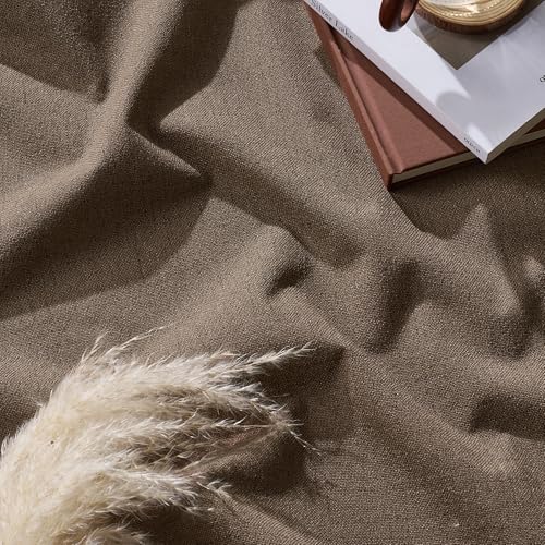 Brown 100% Blackout Linen Curtains 108 Inch Long for Bedroom (Brown / 52"W x 108"L (Pack of 2))