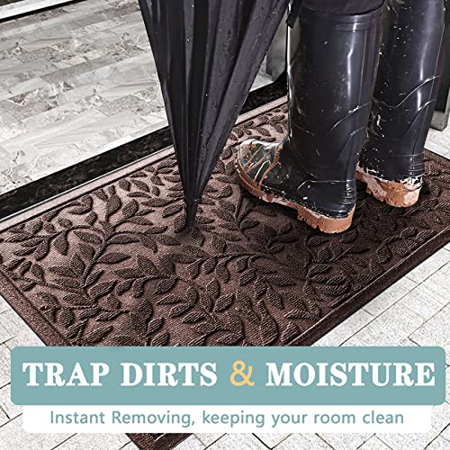 Sturdy Front Entrance Doormats (1'5" x 2'6" (Rectangular) / Leaves Brown)