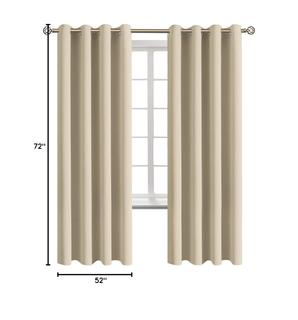 Beige Room Darkening Curtains 72 Inch for Bedroom (Beige / 52"W x 72"L (Pack of 2))