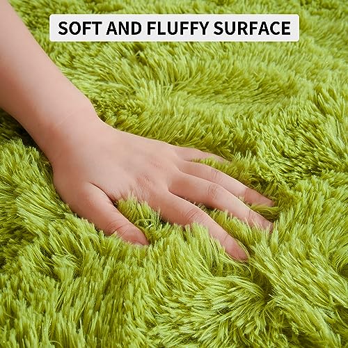 5x8 Fluffy Grass Green Rugs for Living Room Bedroom (Grass Green / 5' X 8' (Rectangular))