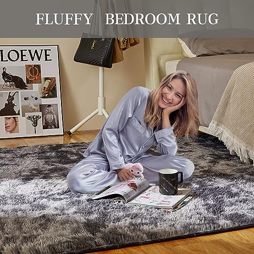 Shag Area Rugs for Living Room 5x7 Feet (Dark Grey / 5' x 7' (Rectangular))