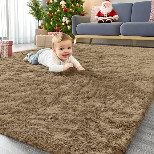 Area Rugs for Living Room Bedroom (4x5.9 Ft / Taupe)