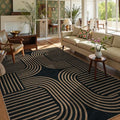 Modern Geometric Easy Jute Rug (6' x 9' (Rectangular) / Black/Nature Geometric-1)