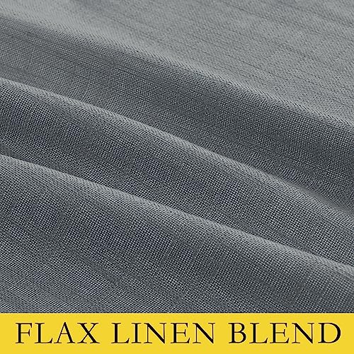 Vintage Open Linen Weave Flax Thermal Curtains (34"W x 60"L (Pack of 2) / Dove Grey)