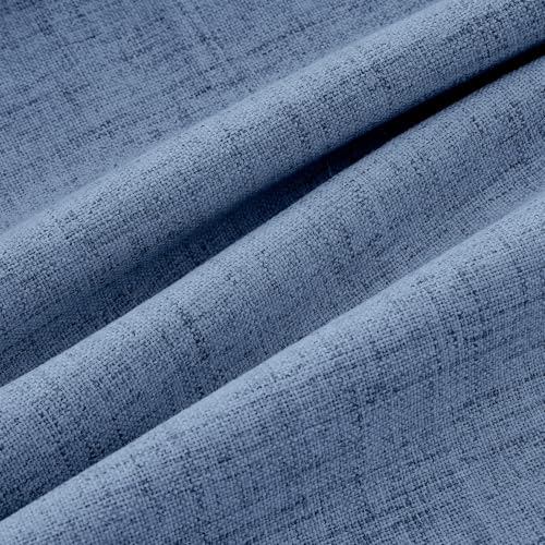 100% Blackout Linen Curtains for Bedroom 42 x 63 Inch Blue 2 Panels (Blue / 42"W x 63"L (Pack of 2))