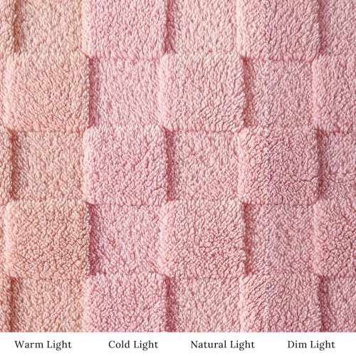 3D Checkered Fleece King Blanket for Bed (Pink / King (104"x90"))