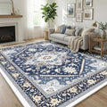 Soft Area Rugs 8x10 (8' x 10' (Rectangular) / Blue & Gold)