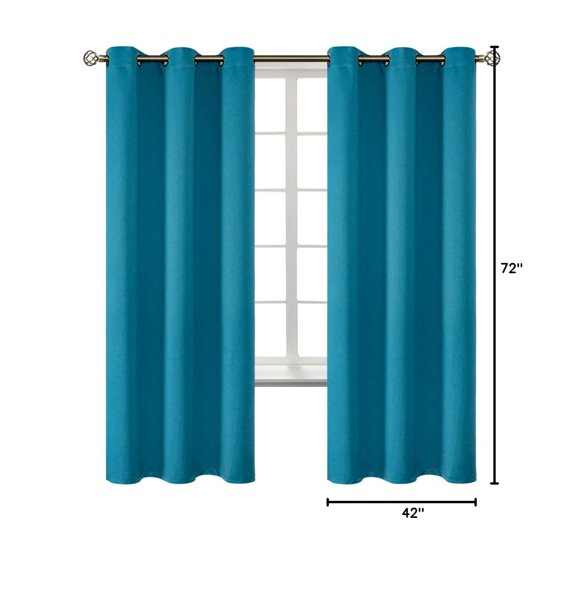 Peacock Blue Blackout Curtains for Bedroom 72 Inch Long (Peacock Blue / 42"W x 72"L (Pack of 2))