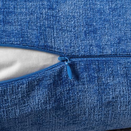 Soft Chenille Lumbar Throw Pillow Covers Royal Blue 12x20 Pack of 2 (20" x 12" (Pack of 2) / Royal Blue)