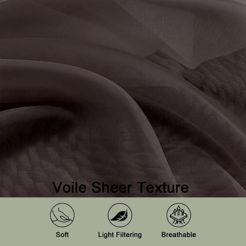 Chocolate Sheer Curtains 96 Inches 2 Panels for Living Room 59" Wide (Chocolate / 59"W x 96"L (Pack of 2))