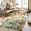Washable 3'x5' Abstract Area Rug for Living Room Green Multi (Green/Orange/Red/Blue / 3' x 5' (Rectangular))