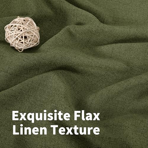 Olive Green Linen Curtains 40 Inch Length for Kitchen Window (Olive / 42"W x 40"L (Pack of 2))