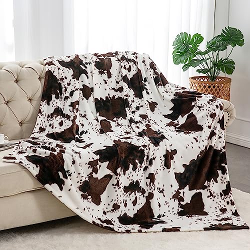 Fleece Blanket Soft Plush Throw for Couch Brown Cow 50"x60" (Brown-cow / Throw(50"x60"))