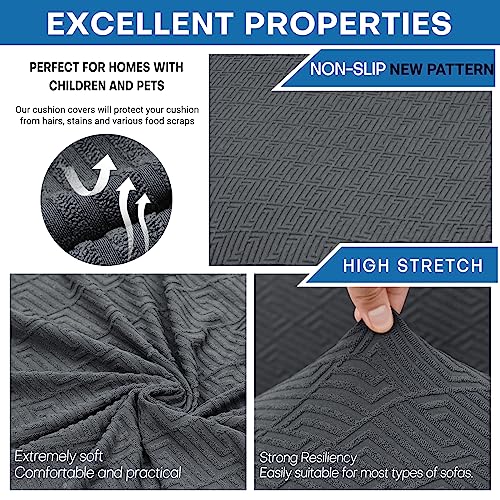 3 Piece Stretch Sofa Cover (71"-91"(2 Cushions) / Dark Gray)