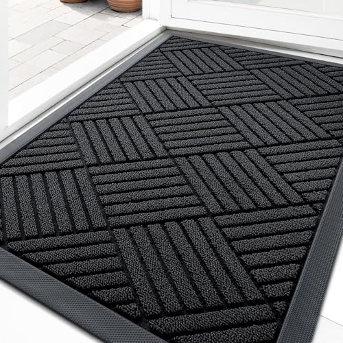 Front Door Mat Outside Entrance 33x21 (33" X 21" / Black Diamond)