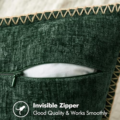 Decorative Couch Throw Pillow Covers 18x18 Inch Dark Green 2 Pack (Dark Green / 18" x 18" (Pack of 2))
