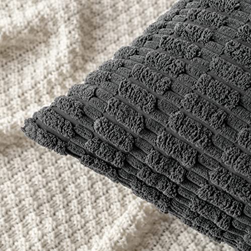 Corduroy Decorative Throw Pillow Covers 16x16 Dark Grey Pack of 2 (Dark Grey / 16" x 16" (Pack of 2))