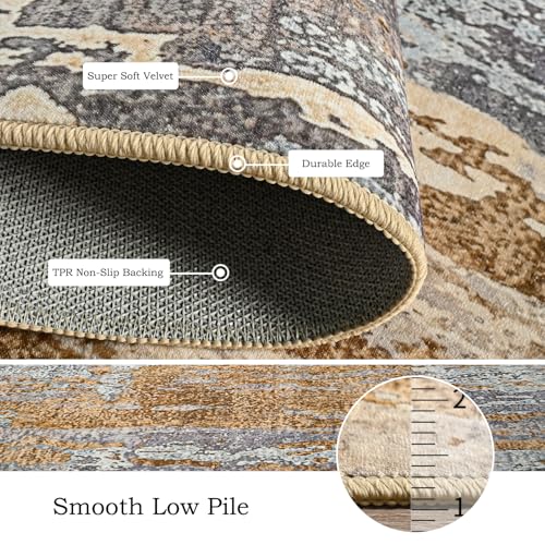 Washable 8x10 Camel Area Rug with Non (Camel / 8' x 10' (Rectangular))