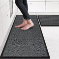 Kitchen Rugs Non Skid Washable Set of 2 PCS (Inky)