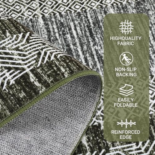 2.5x8 Modern Washable Runner Rug Non Slip Washable Floor Carpet (Green / 2.5' x 8' (Runner))