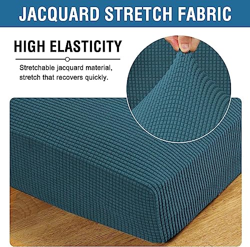 Super Stretch Individual Seat Cushion Covers Sofa Covers Couch Cushion Covers Slipcover Sets Thick Jacquard Textured Twill Fabric (Deep Teal / 1 Cushion Loveseat)