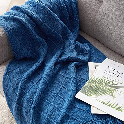 Royal Blue Throw Blanket 60x80Inch Knitted Soft Throw Sofa Blanket (Royal Blue / 60"x80")