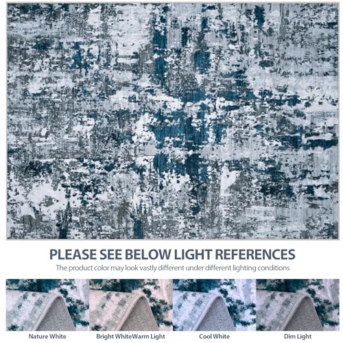 4x6 Area Rugs for Living Room Washable Bedroom Dining Room Navy Grey (Navy/Grey / 4' x 6' (Rectangular))