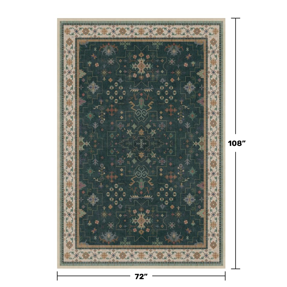 Vintage Dark Green 6x9 Dining Room Rugs for Under Kitchen Table (6' x 9' (Rectangular) / Dark Green)