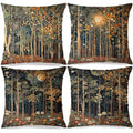Rustic William Morris Inspired Autumn Forest Pillow Covers 20x20 Set of 4 (Forest-orange -4 / 20" x 20" (Pack of 1))