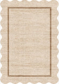 Scalloped Large Living Room Area Rug 8x10 Washable Rugs (Oatmeal / 8' x 10' (Rectangular))