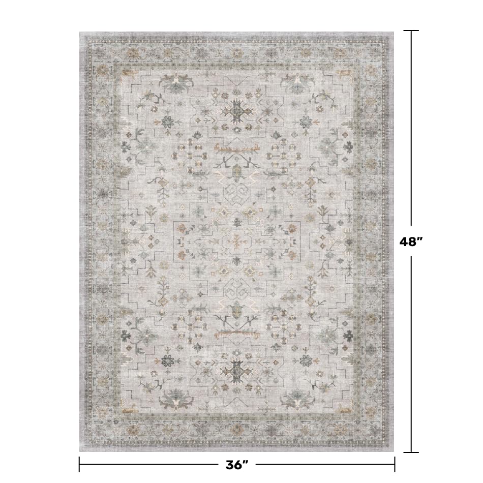 Boho Large 3x4 Bathroom Rug (3' x 4' (Rectangular) / Light Gray / Sage)