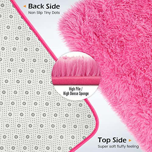Shag Fluffy Area Rug for Bedroom Living Room (5'3" x 7'7" (Rectangular) / Hot Pink)