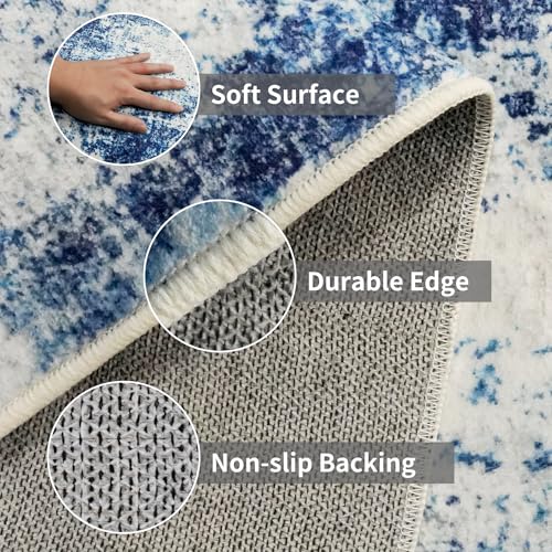 3x12 Washable Hallway Runner Rug (Blue / 3' x 12' (Rectangular))