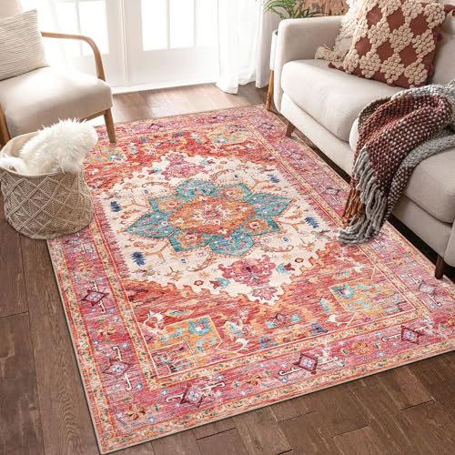 Washable Area Rug (4' x 6' / Pink)