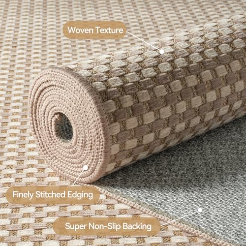 Washable Area Rugs 5x7 ft Non Slip Area Rug for Living Room Brown (A- Brown / 5' x 7')